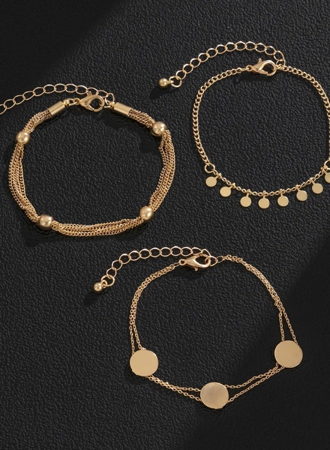 Women's Vintage Euro American Style Layered Bracelet Set - Amazon Bestselling Cross-Border Bead & Sequin Geometric Tassel Jewelry, Removable Stackable Versatile Alloy Bracelets, TikTok/Instagram Viral Hypoallergenic Design for Daily Commute, Dating, Parties & Holiday Gifting, Sleek Fashionable Elegant Multi-Chain Bracelet Collection - Image 2