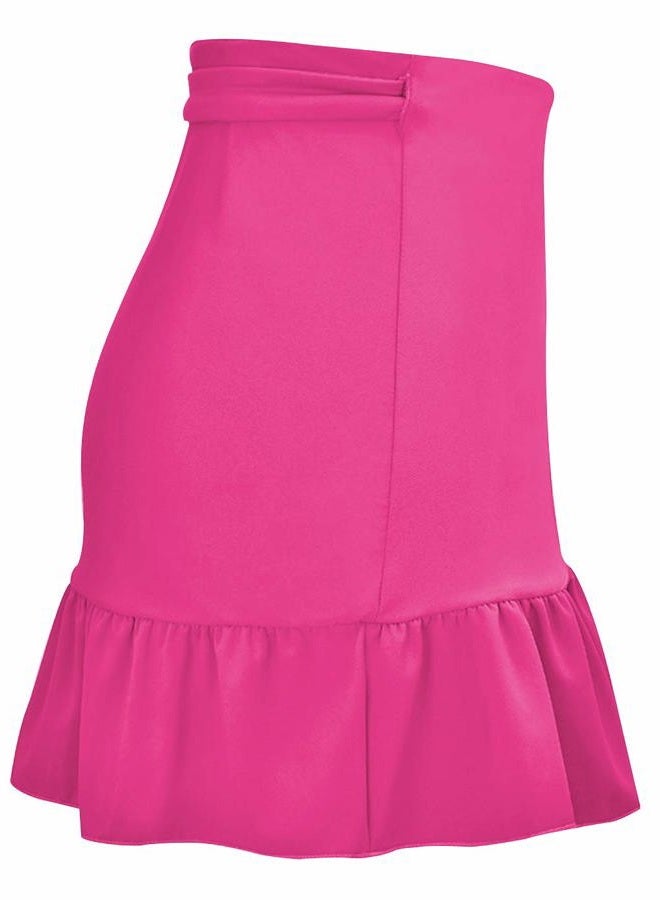 ChinFun UPF 50+ Women's Ruffle Sarongs Beach Wrap Cover Up Swimwear Bikini Bottoms High Waisted Tankini Swim Skirts Swimdress, Fushcia, XL-XXL - Image 4
