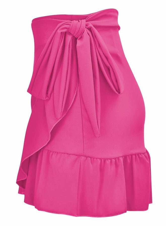 ChinFun UPF 50+ Women's Ruffle Sarongs Beach Wrap Cover Up Swimwear Bikini Bottoms High Waisted Tankini Swim Skirts Swimdress, Fushcia, XL-XXL - Image 3