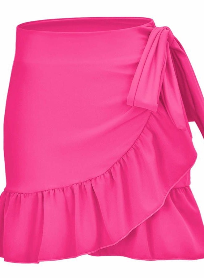 ChinFun UPF 50+ Women's Ruffle Sarongs Beach Wrap Cover Up Swimwear Bikini Bottoms High Waisted Tankini Swim Skirts Swimdress, Fushcia, XL-XXL - Image 1