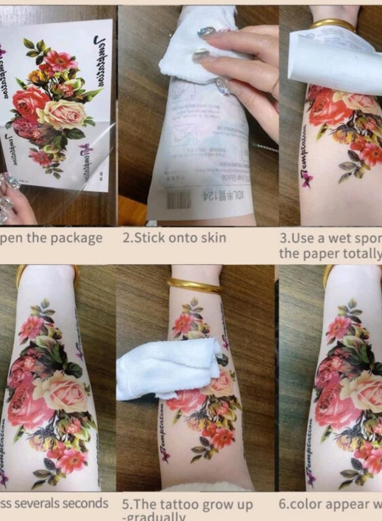 شي إن تاتو ورد مؤقت تصميم ورود واقعي سهل الاستخدام ويثبت لفترة طويلة - Image 4