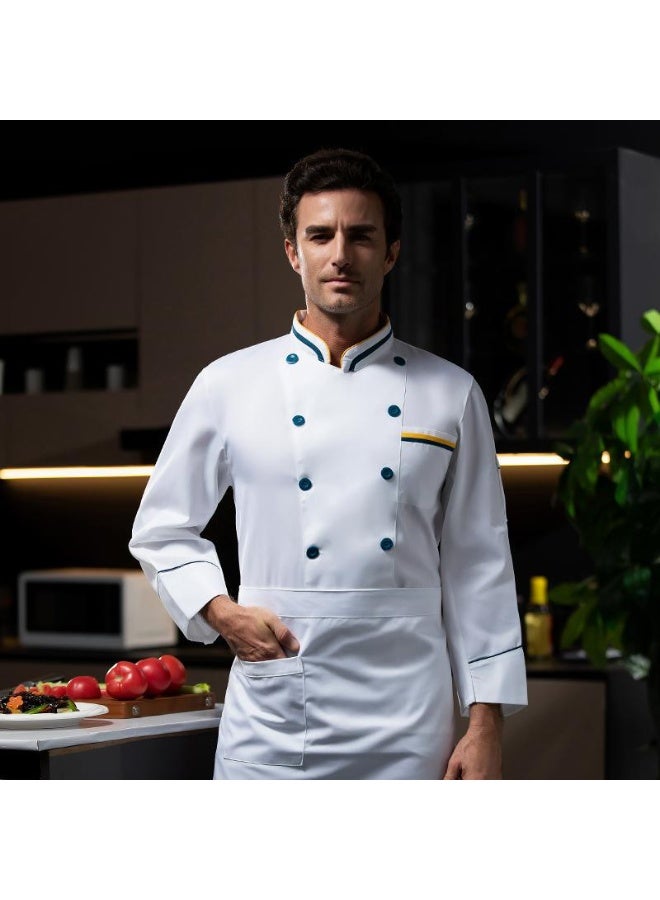 NIBEMINENT Hotel Chef Uniform Thin Western Restaurant Hotel Kitchen Summer Clothes Breathable Dining Chef Overalls Men's - Image 1