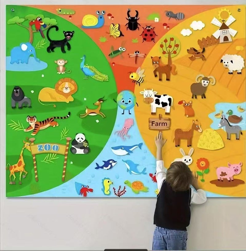 Star Felt Learning Board Baby 2 Training Early Education Board Wall Stickers Educational Toys Farm Story Diy Suit - Image 1