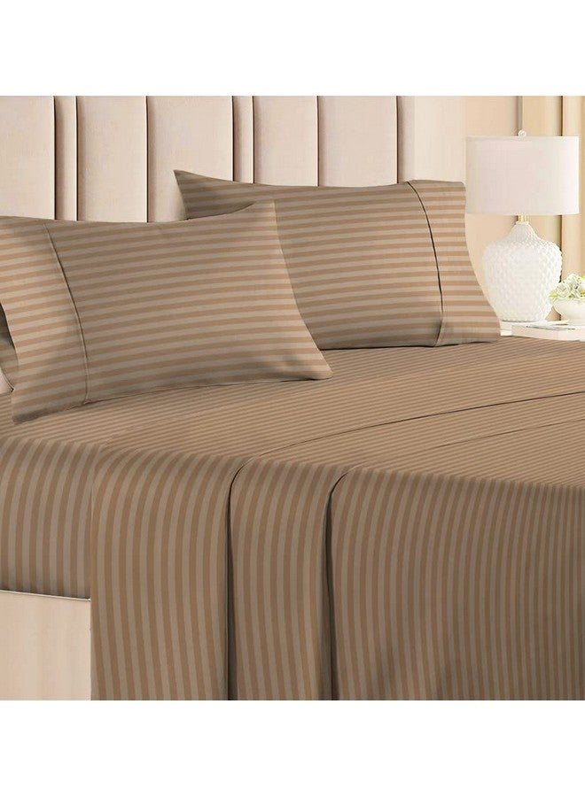 VAS COLLECTIONS Premium Glace Cotton Solid/Stripe King Bedsheet with 2 King Size Pillow Covers | Double Bed with 210 TC Glace Cotton | Size - King Size 90x100 inches - Mouse - Image 1