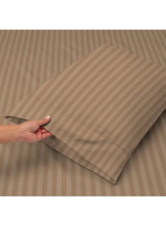 VAS COLLECTIONS Premium Glace Cotton Solid/Stripe King Bedsheet with 2 King Size Pillow Covers | Double Bed with 210 TC Glace Cotton | Size - King Size 90x100 inches - Mouse - Image 2