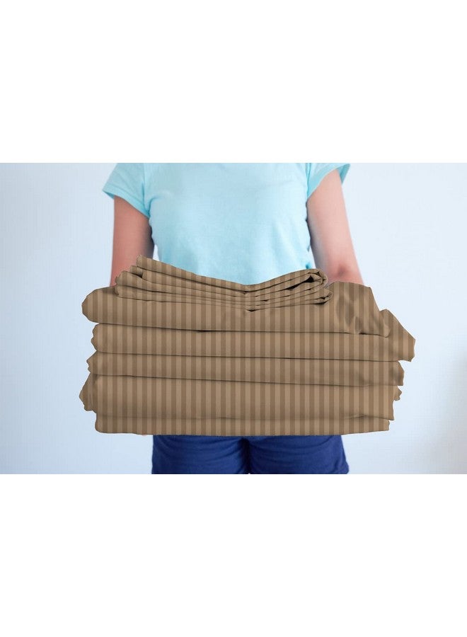 VAS COLLECTIONS Premium Glace Cotton Solid/Stripe King Bedsheet with 2 King Size Pillow Covers | Double Bed with 210 TC Glace Cotton | Size - King Size 90x100 inches - Mouse - Image 3