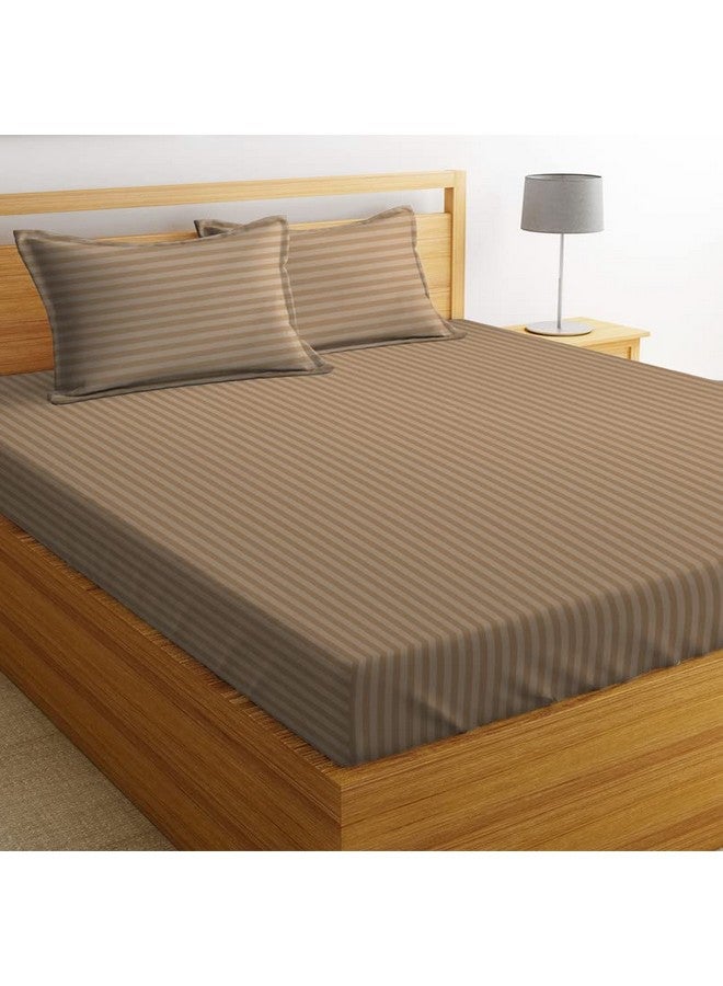 VAS COLLECTIONS Premium Glace Cotton Solid/Stripe King Bedsheet with 2 King Size Pillow Covers | Double Bed with 210 TC Glace Cotton | Size - King Size 90x100 inches - Mouse - Image 4