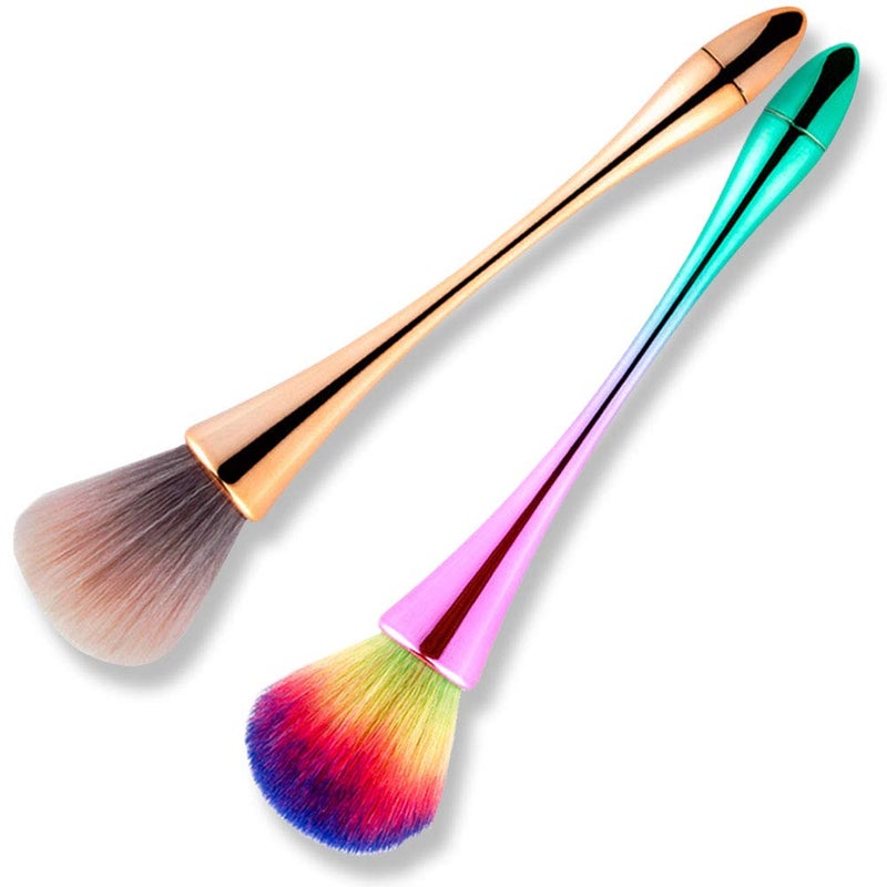SILPECWEE 2 Pcs Nail Brushes Remove Dust Powder For Acrylic Nails Makeup Brushes Manicure Brush Clean Up Tools Nail Art Brush Set - Image 1