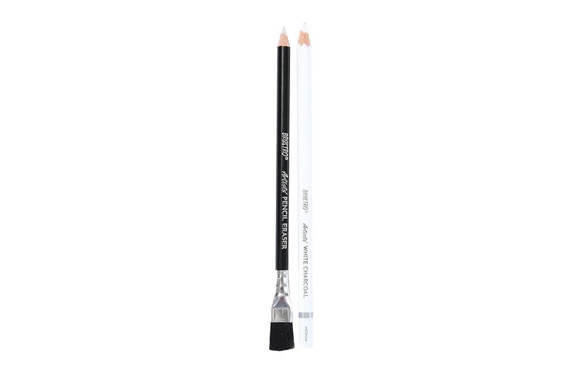 BRUSTRO BRUSTRO Artists White Charcoal Pencil Set 5mm Set of 3 1 Pencil Eraser Ideal for StudentsAdults SchoolOffice use Charcoal works Sketching Shading Blending Drawing Art Craft Nontoxic  - Image 2
