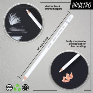 BRUSTRO BRUSTRO Artists White Charcoal Pencil Set 5mm Set of 3 1 Pencil Eraser Ideal for StudentsAdults SchoolOffice use Charcoal works Sketching Shading Blending Drawing Art Craft Nontoxic  - Image 3