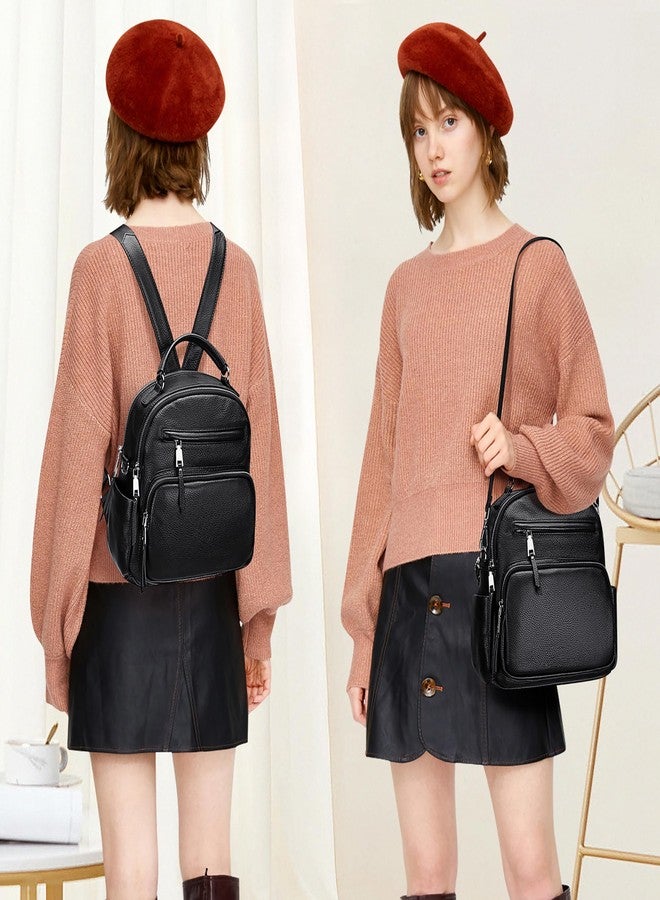 ALTOSY Genuine Leather Backpack for Women Small Convertible Backpack Purse Ladies Shoulder Bag 4 in 1 to Carry - Image 3
