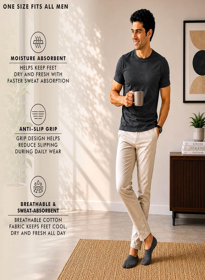 Supersox No Show Loafer Socks for Man | Combed Cotton | Breathable & Moisture Absorbent | Anti-Odour | Anti-Slip Grip | Low Cut Invisible Fit, Grey Milange, Free Size - Image 3