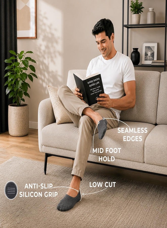 Supersox No Show Loafer Socks for Man | Combed Cotton | Breathable & Moisture Absorbent | Anti-Odour | Anti-Slip Grip | Low Cut Invisible Fit, Grey Milange, Free Size - Image 4