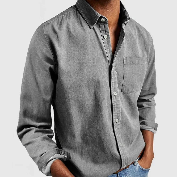 2024 New Mens Collared Long Sleeve Shirt Pink - Image 5