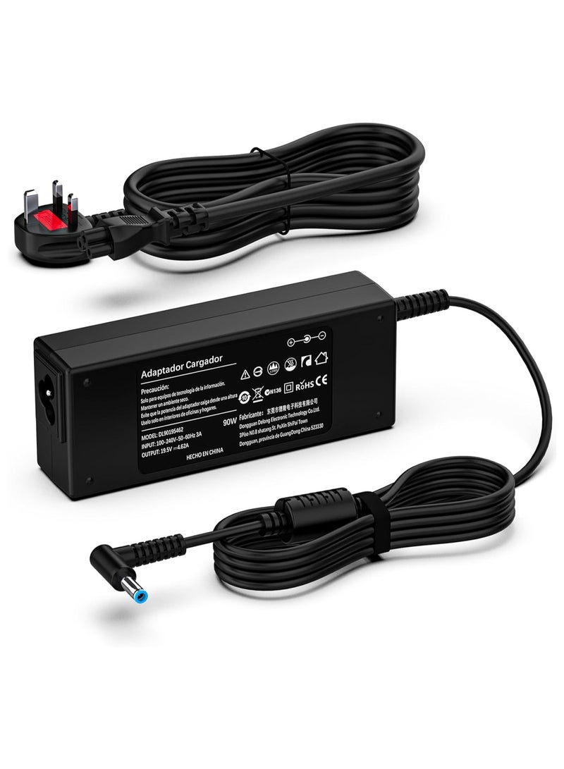 90W HP Laptop Charger 19.5V 4.62A Power Supply Adapter for ProBook 430 440 450 640 650, Pavilion X360 11 13 15, HP Elitebook 840 850 820 830, HP 240 250 255 G4 G5 G6 G7,Envy 13 15 17 Chromebook 11 14 - Image 1