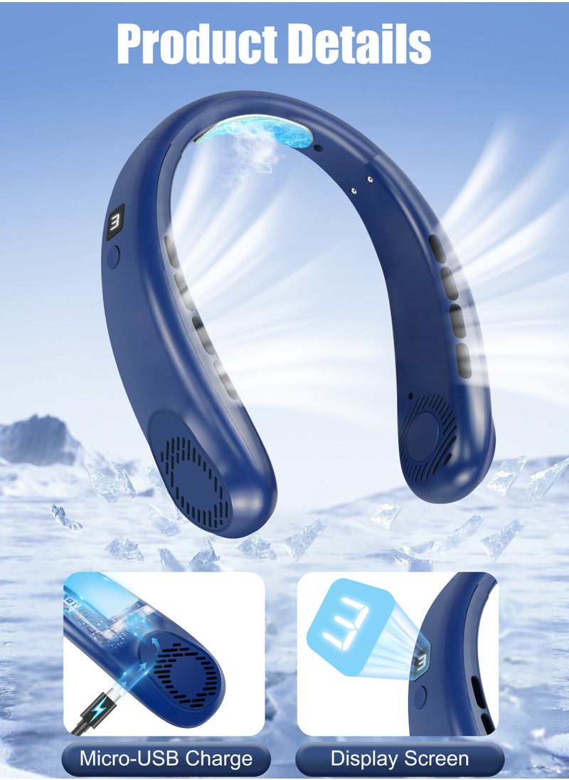 Portable Neck Fan, 360° Cooling Hands Free Fan, 5 Speeds, LED Display, Wearable Fan