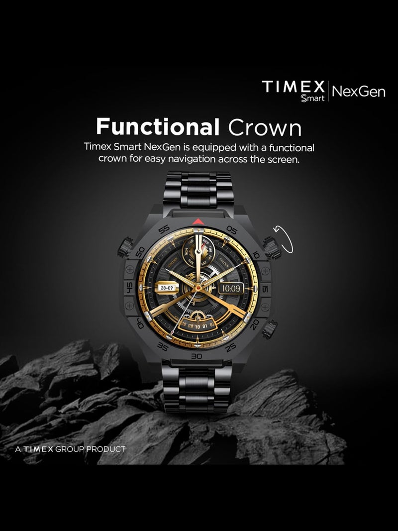 TIMEX Smart NexGen 1.43"(3.6cm) AMOLED Display with Functional Crown, Stainless Steel Bracelet and BT Calling Smartwatch for Unisex - TWTXW700T - Image 5