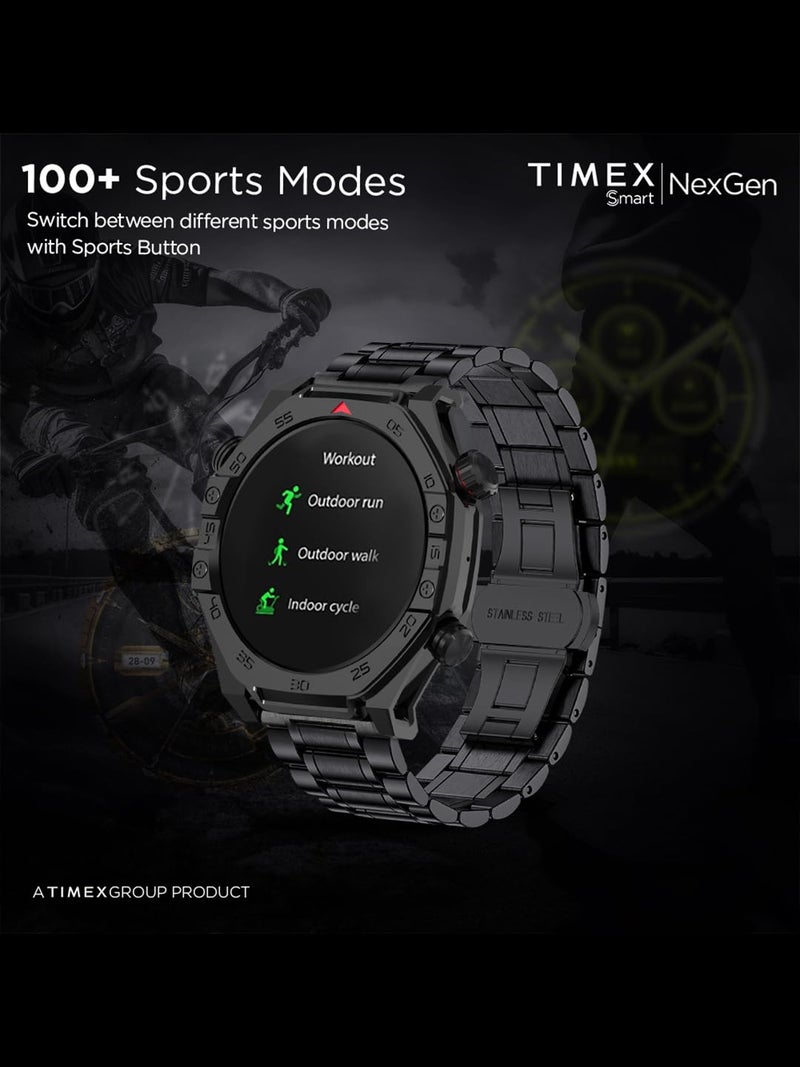 TIMEX Smart NexGen 1.43"(3.6cm) AMOLED Display with Functional Crown, Stainless Steel Bracelet and BT Calling Smartwatch for Unisex - TWTXW700T - Image 4