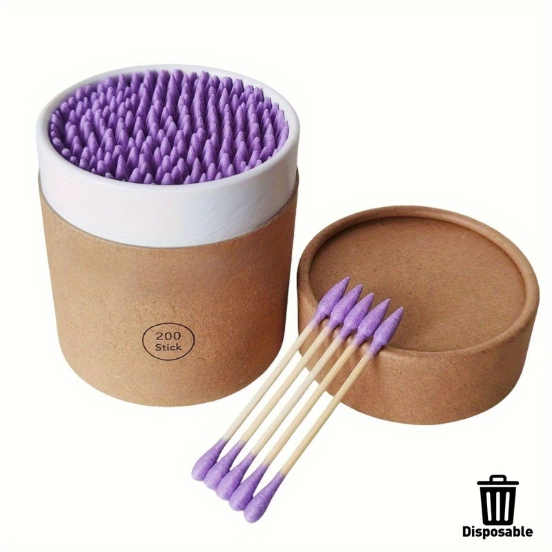 200 Green Double Ended Swabs For Nail Art And Makeup Disposable Soft Comfortable Swabs - Image 1