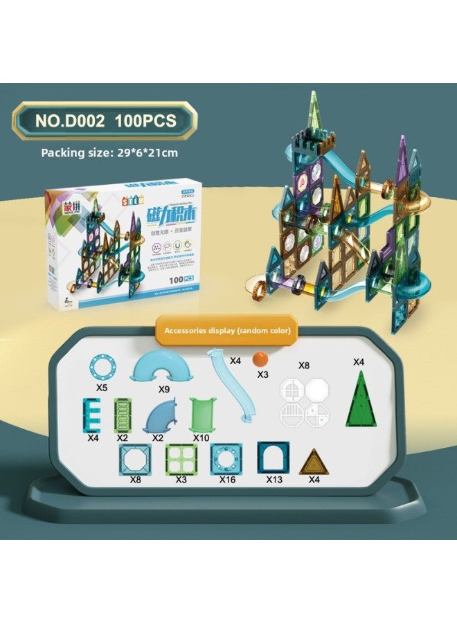 Magnetic Pieces Pipe Ball Pure Magnetic Suction Stone Children's Educational Early Education Slide Diy Assembled Magnetic Building Blocks Toy-Specifications:100PCS  - Image 1