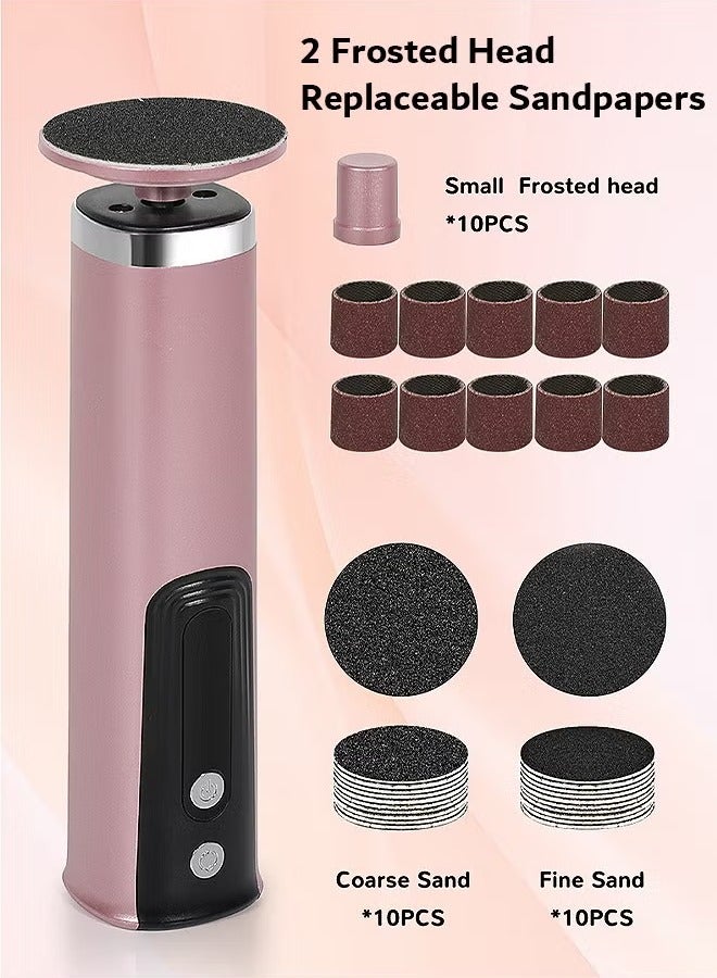 2 in 1 Electric Foot Callus Remover, Adjustable Speed Foot Scrubber with Replacement Sandpaper Discs, Pedicure Tool with Digital Display for Dead Skin and Calluses (Pink) - Image 1