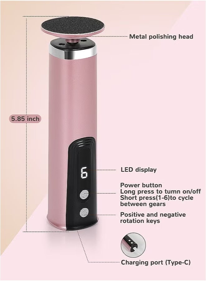 2 in 1 Electric Foot Callus Remover, Adjustable Speed Foot Scrubber with Replacement Sandpaper Discs, Pedicure Tool with Digital Display for Dead Skin and Calluses (Pink) - Image 3