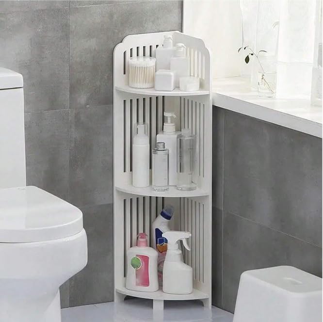LINGWEI Small Bathroom Corner Stand Shower Caddy Toilet Storage Organizer For Bathroom Corner Stand with Two Shelf Bathroom Corner Cabinet For Small Space Shower Caddy For Bathroom - Image 4