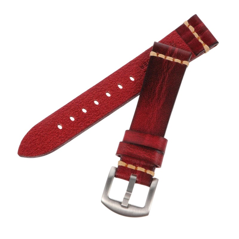 Blue Cowhide Leather Watch Strap Retro Comfort Durable Present Any Occasion - Image 2