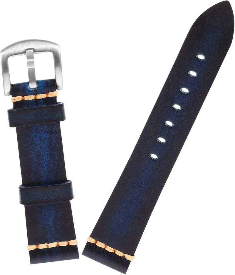 Blue Cowhide Leather Watch Strap Retro Comfort Durable Present Any Occasion - Image 1