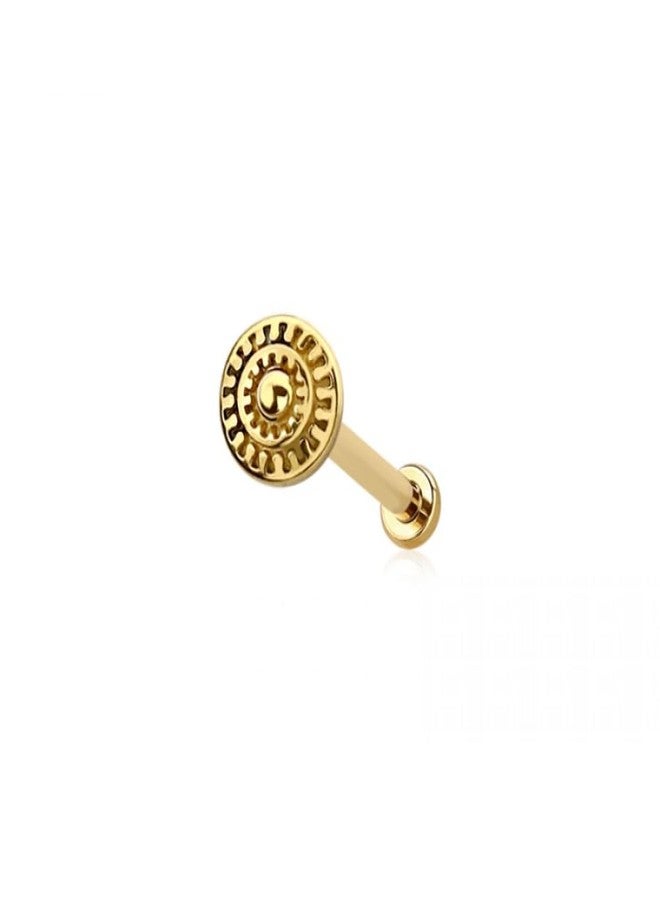 Pierced Owl 18GA 316L Stainless Steel Threadless Push In Celtic Shield Flat Back Stud (Gold Tone) - Image 1