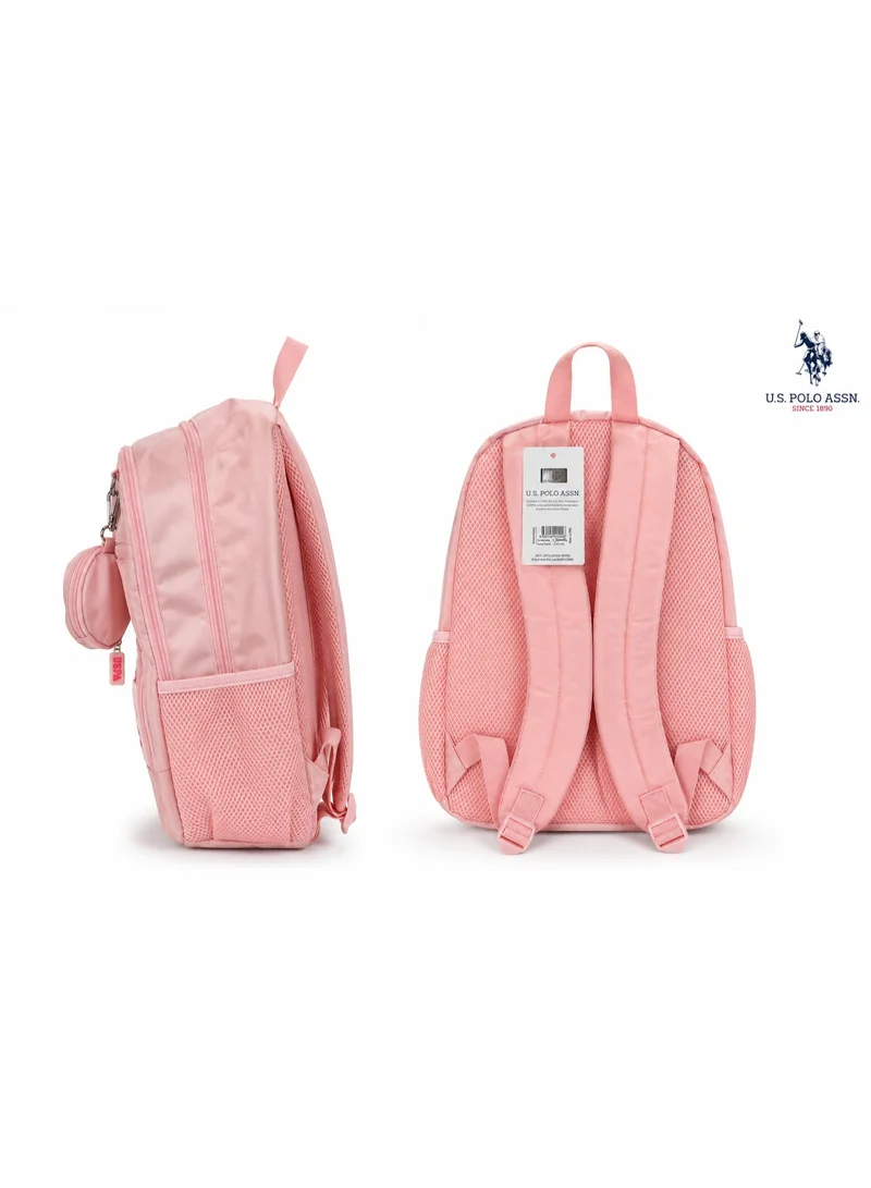 U.S. Polo Assn. U.S. Polo Assn. Classic Blush Pink USPA Charm Backpack for School and Office MultiCompartment Bag for Campus