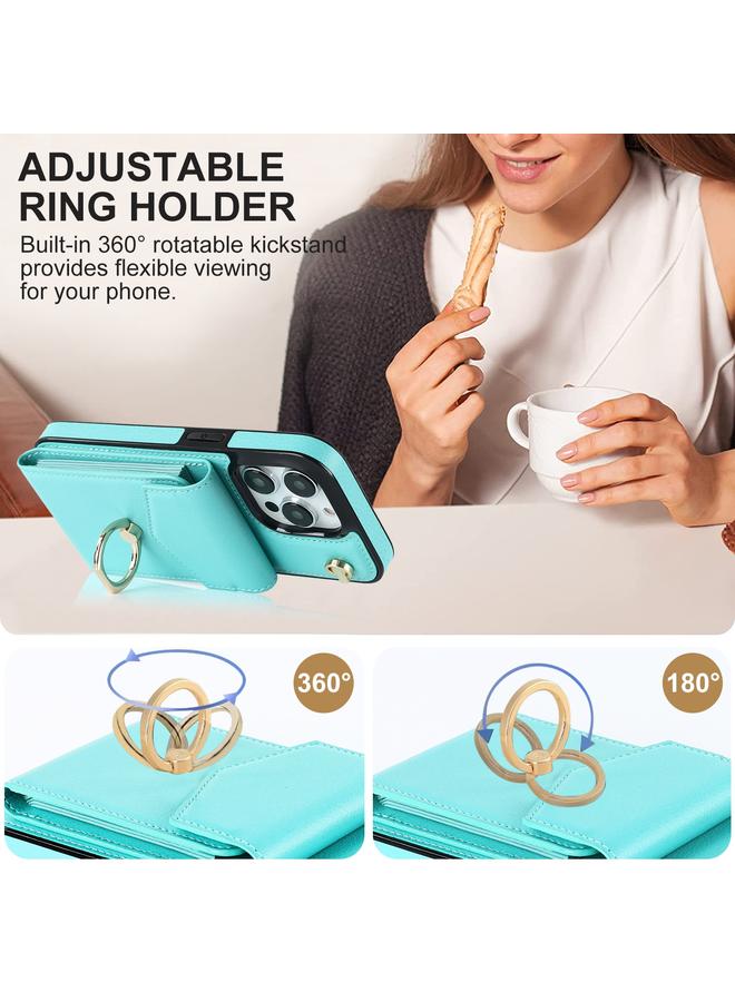 S-TOP Case For iPhone 14 Plus Ring Holder RFID Card Slot Phone Case with Long Lanyard - Image 5