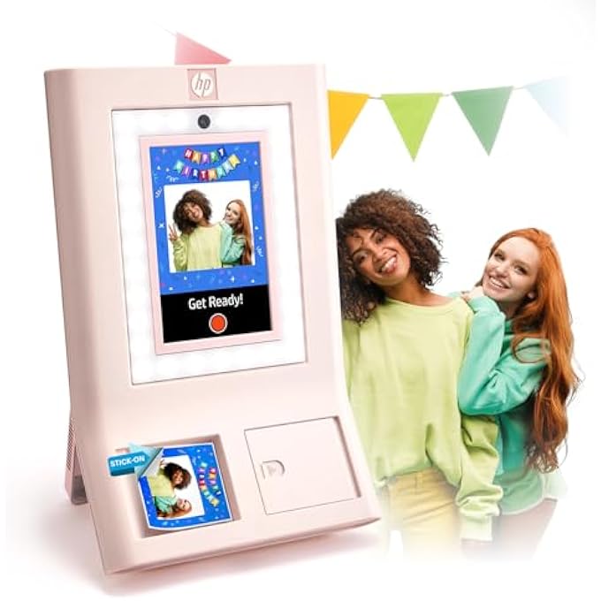 طابعة صور سبروكيت فوتوبوث 3X4" (وردي) - 250+ إطار، طباعة على ورق زينك، واي فاي، ضوء حلقة LED، شاشة لمس وتطبيق - Image 1