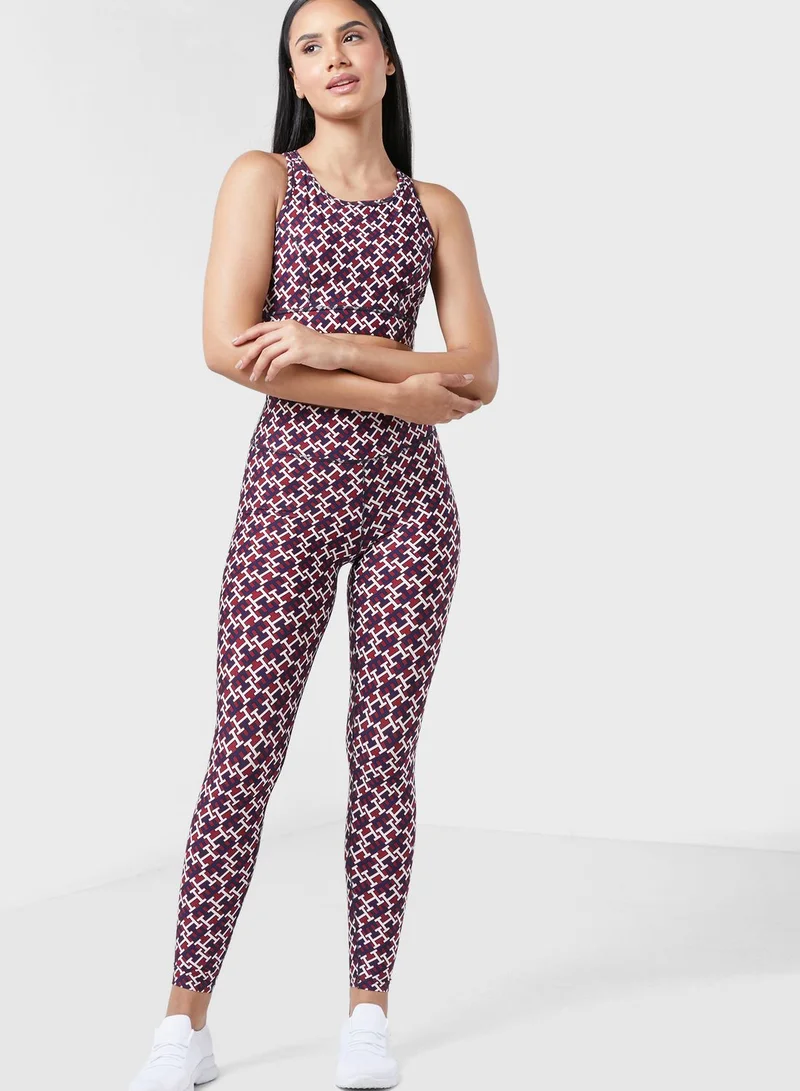 Tommy Hilfiger Sport Mid Intensity All Over Print Racer Bra