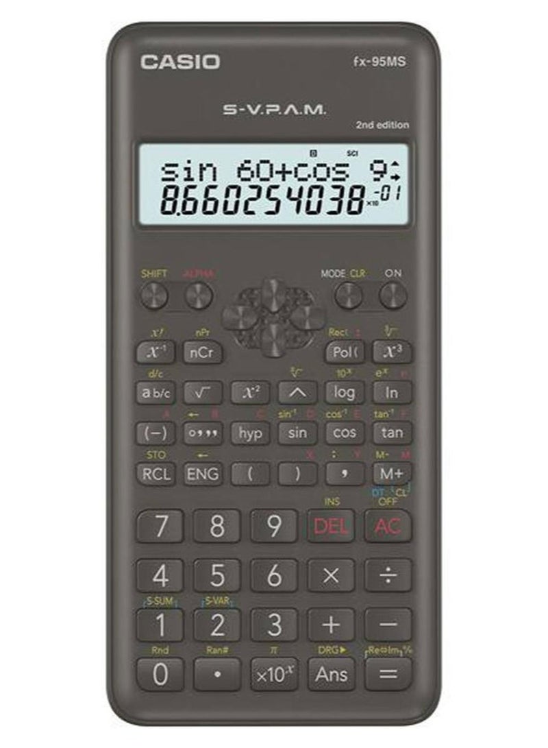كاسيو آلة حاسبة علمية FX-95MS الإصدار الثاني باللون الأسود - Image 1