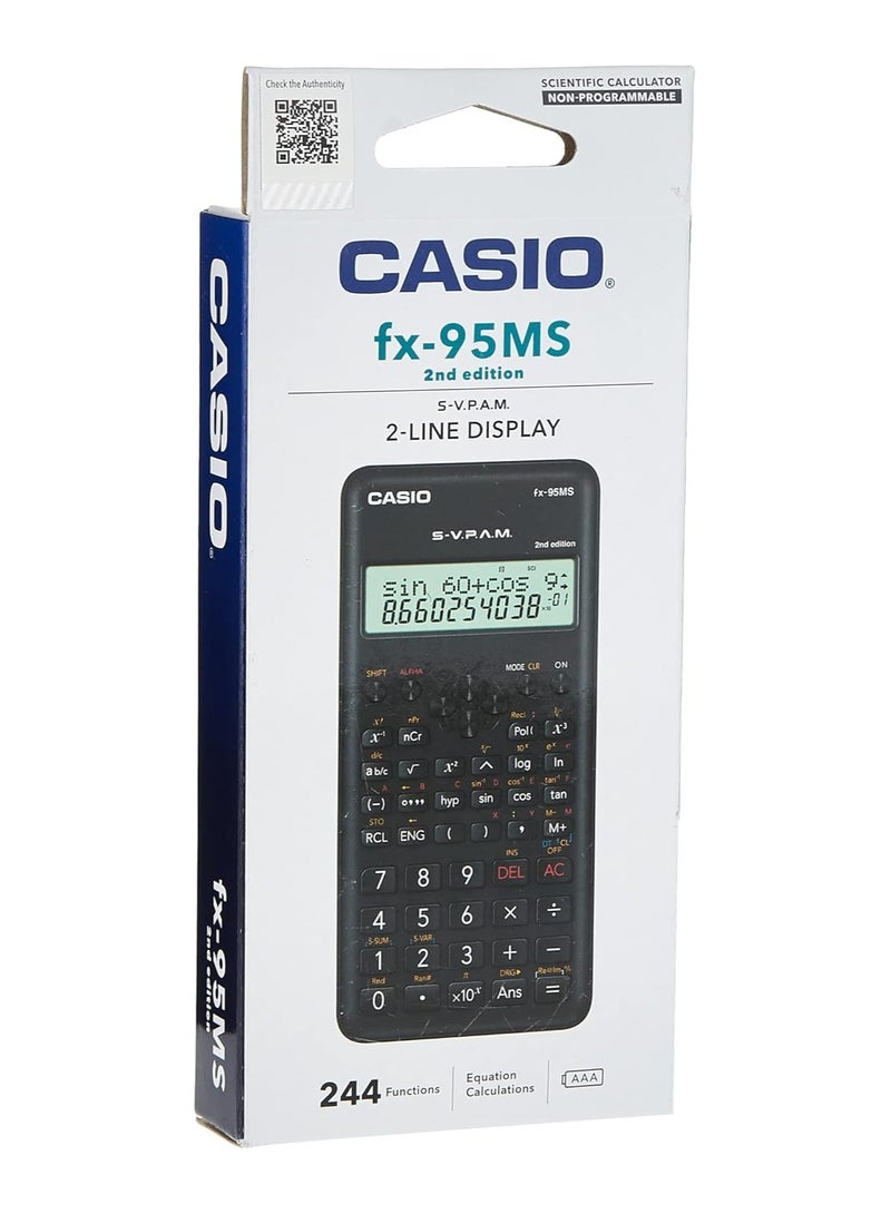 كاسيو آلة حاسبة علمية FX-95MS الإصدار الثاني باللون الأسود - Image 3