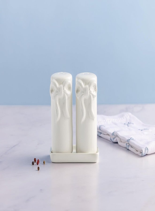Mud Pie Ceramic Bow Salt And Pepper Shaker Set - Image 2