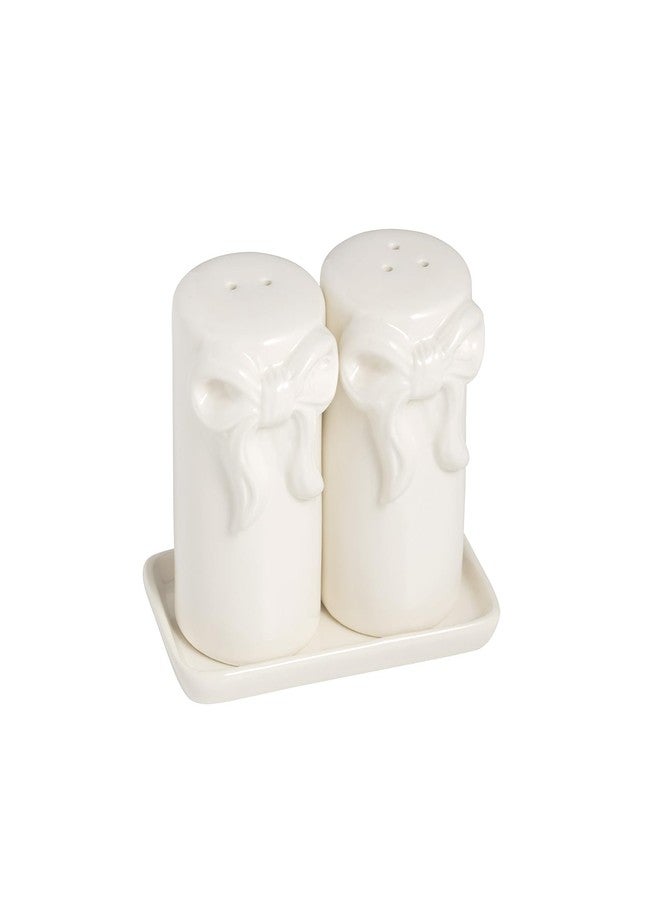 Mud Pie Ceramic Bow Salt And Pepper Shaker Set - Image 1
