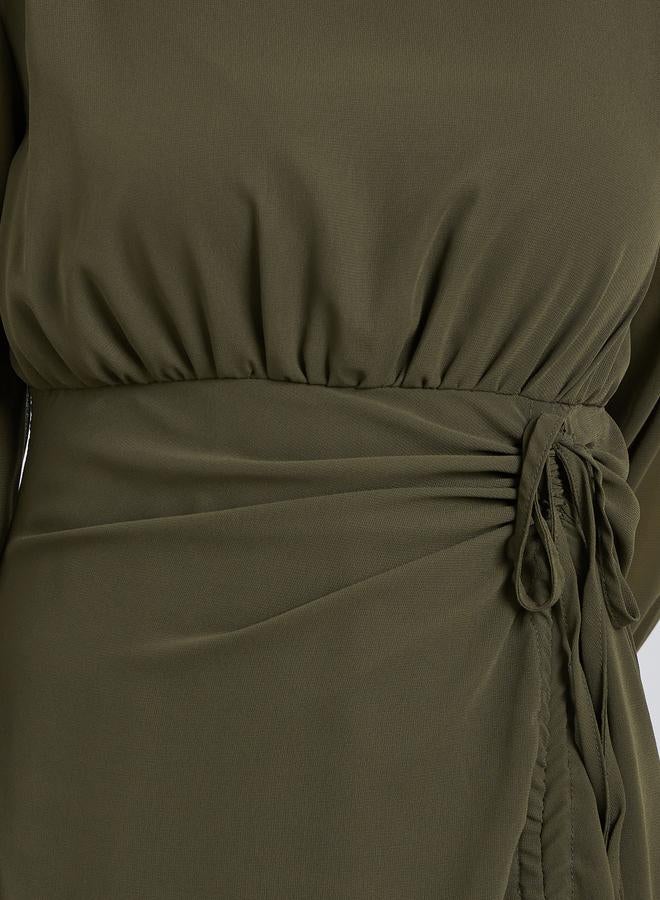 ستايلي فستان ميدي بخصر مجمع - Image 4