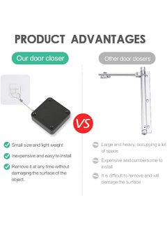 Grofly grofly 1Pc Punch Free Self Adhesive Retractable Automatic Self Closing Sliding Window Door String Steel Rope Closer DIY Tool with Screw Option Automatically Door Closer Closer Door for ExteriorInner Home Storm  - Image 3