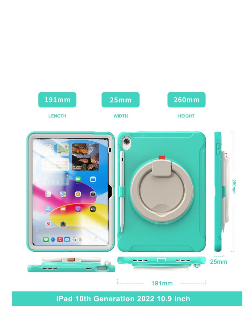 GULFLINK Rugged Heavy Duty Protective Case with Rotating Stand for ipad 10th 10.9 inch 2022（A2757/A2777）Mint green - Image 3