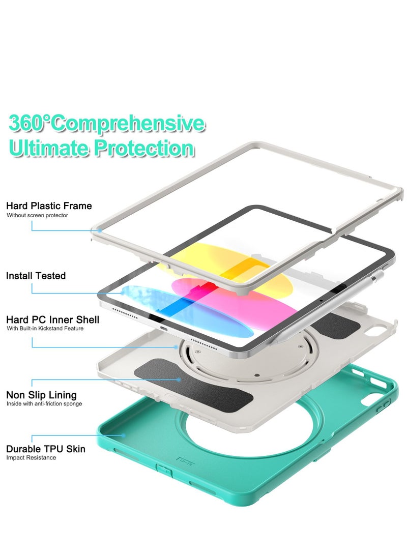 GULFLINK Rugged Heavy Duty Protective Case with Rotating Stand for ipad 10th 10.9 inch 2022（A2757/A2777）Mint green - Image 4
