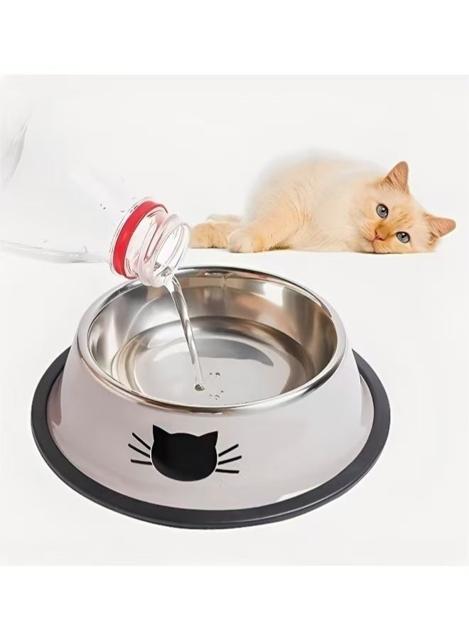 2 Pieces Grey Stainless Steel Cat Feeding Bowls 5.9x1.4x4.7cm Compact Pet Bowls for Kittens and Adult Cats Suitable for Home Use Travel or Small Spaces Durable and BPA Free - Image 4