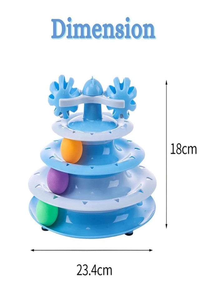 PET FUN لعبة برج المسارات التفاعلية من بيت فن للقطط والقطط الصغيرة - قرص دوار من الريش بثلاث طبقات مع كرات ملونة | لعبة ألغاز لتمارين العقل والجسم لوقت اللعب - Image 2