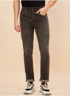 HIGH STAR Mid-Rise Straight Fit Black Jeans for Men with Light Fade Detail  - Image 1