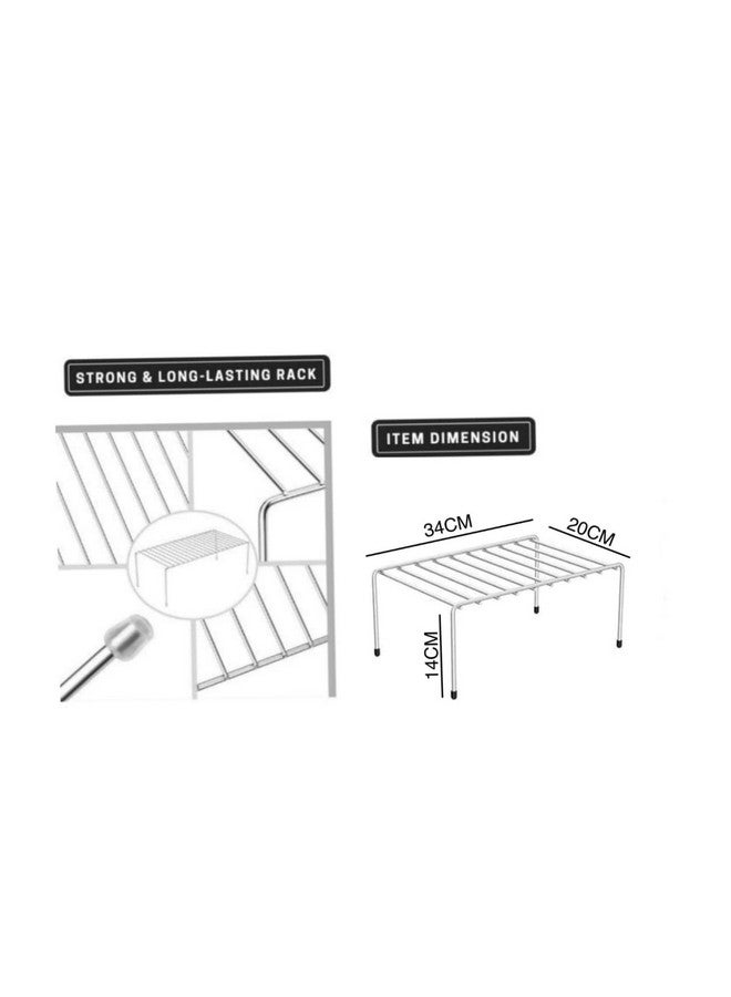 12FOR COLLECTION 2pcs Stainless Steel Kitchen Dish Rack Expandable Storage Shelves for Kitchen Cabinets Multipurpose Organizer Extend Up to 580 mm , Free Standing, Tiered Shelf - Image 3