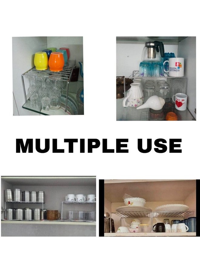 12FOR COLLECTION 2pcs Stainless Steel Kitchen Dish Rack Expandable Storage Shelves for Kitchen Cabinets Multipurpose Organizer Extend Up to 580 mm , Free Standing, Tiered Shelf - Image 4