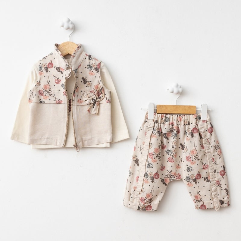 FOR MY BABY Baby Fou Rose Print Vest Set - Image 1