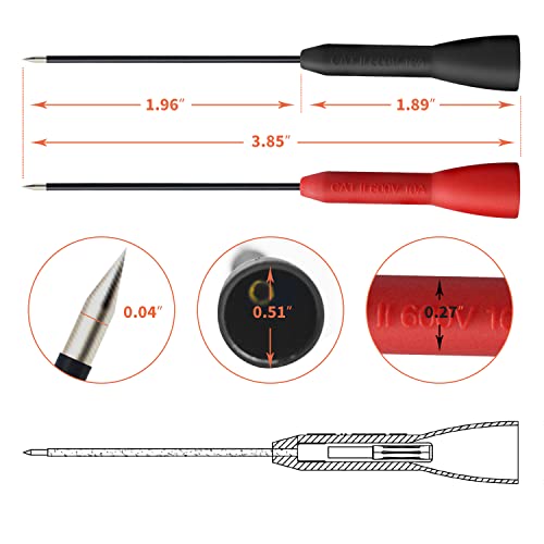 Lorwatin 2 Pack 2mm Extended Needle Test Probes, 600V/10A Non-Destructive Multimeter Test Probe for Fluke Leads tl71 tl75 - Image 2