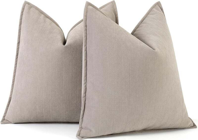 ZWJD Gray Pillow Covers 18x18 Set of 2 Chenille Pillow Covers with Elegant Design Soft and Luxurious Decorative Throw Pillows for Couch, Bed, and Home Decor - Image 1